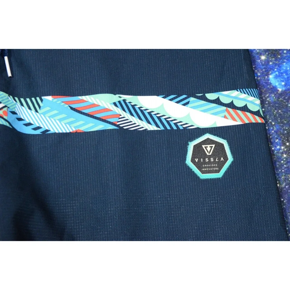 Vissla Shorts Mens‎ 38 Navy Jason Woodside Boardshorts Swim Zip Pocket M1313JCS